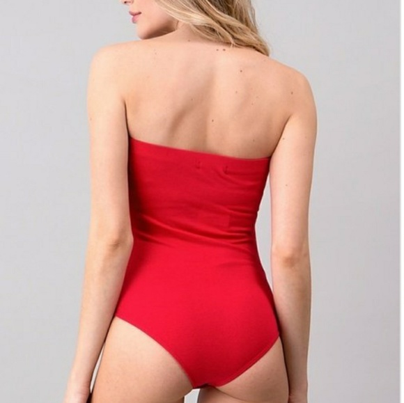 Heart & Hips Red Tube Top Snap Bodysuit - Picture 5 of 7